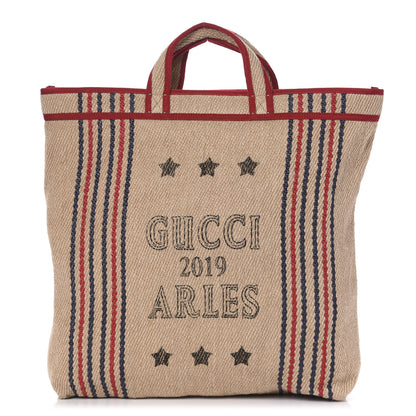 Gucci Straw Juta Printed Arles Tote Beige 1 of 10
