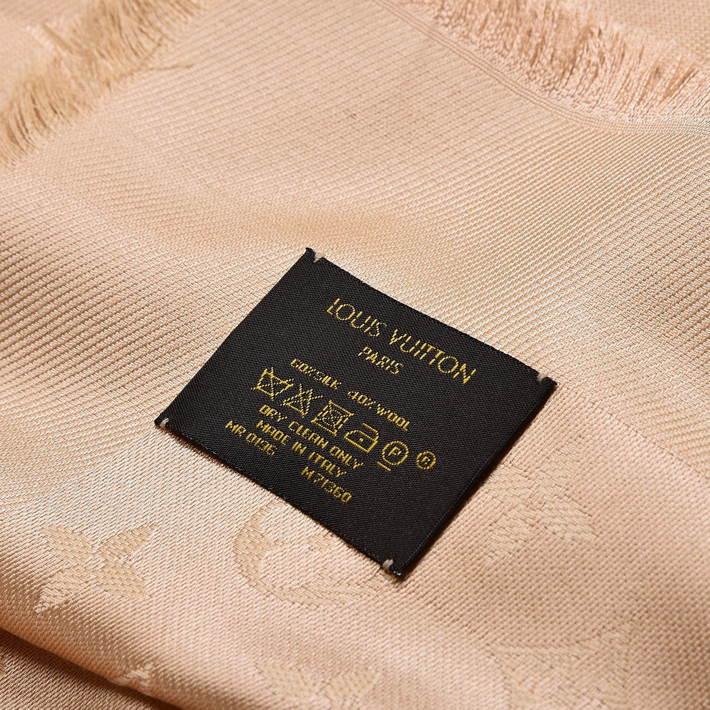 Silk Wool Monogram Shawl Gold