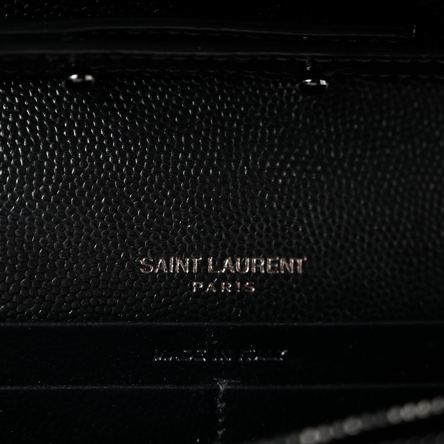 Saint Laurent Grain De Poudre Matelasse Chevron Monogram Monochrome Chain Wallet Black 6 of 12