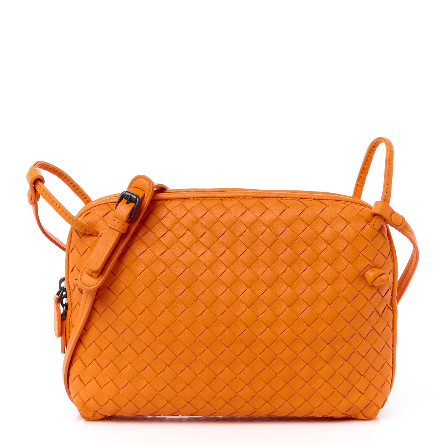 Nappa Intrecciato Nodini Crossbody Messenger Orange