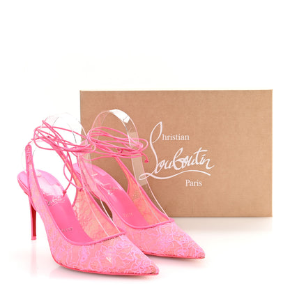 Christian Louboutin Rete Lace Dentelle Kate Lace-Up 85 Pumps 40 Fluo Pink 8 of 8