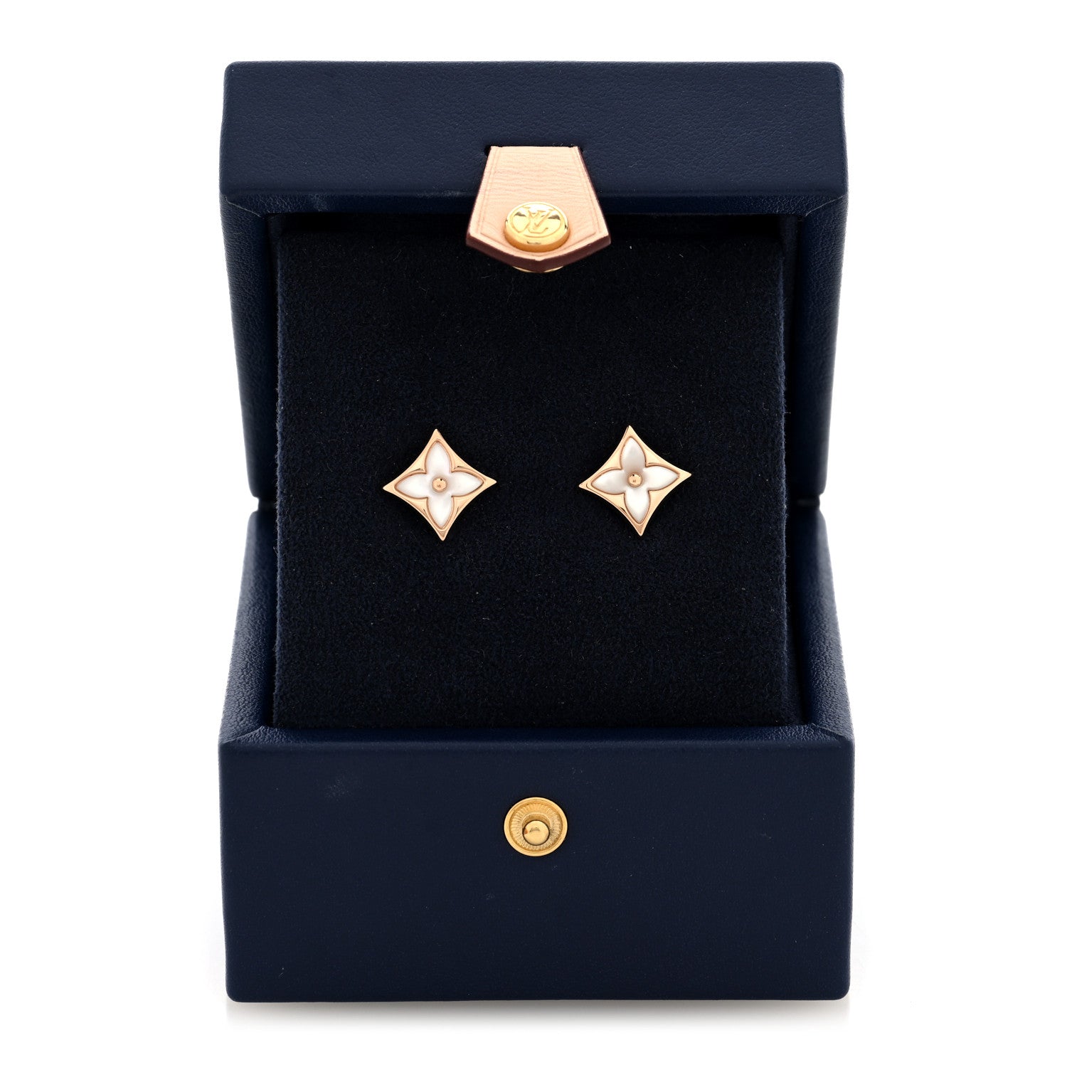 Louis Vuitton 18K Pink Gold Mother of Pearl Color Blossom Star Stud Earrings 5 of 5