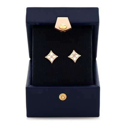 Louis Vuitton 18K Pink Gold Mother of Pearl Color Blossom Star Stud Earrings 5 of 5