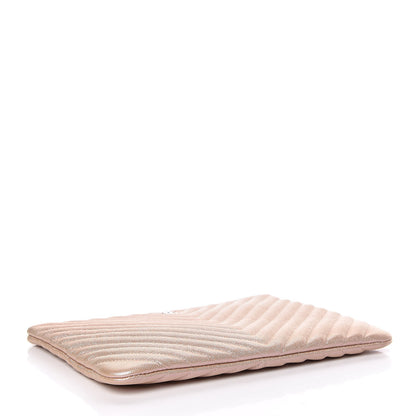 Chanel Iridescent Caviar Chevron Quilted Medium Cosmetic Case Light Gold 4 of 8