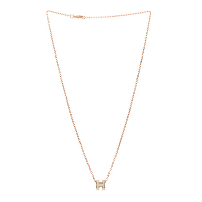 Hermes Lacquered Rose Gold Mini Pop H Pendant Necklace White 3 of 4