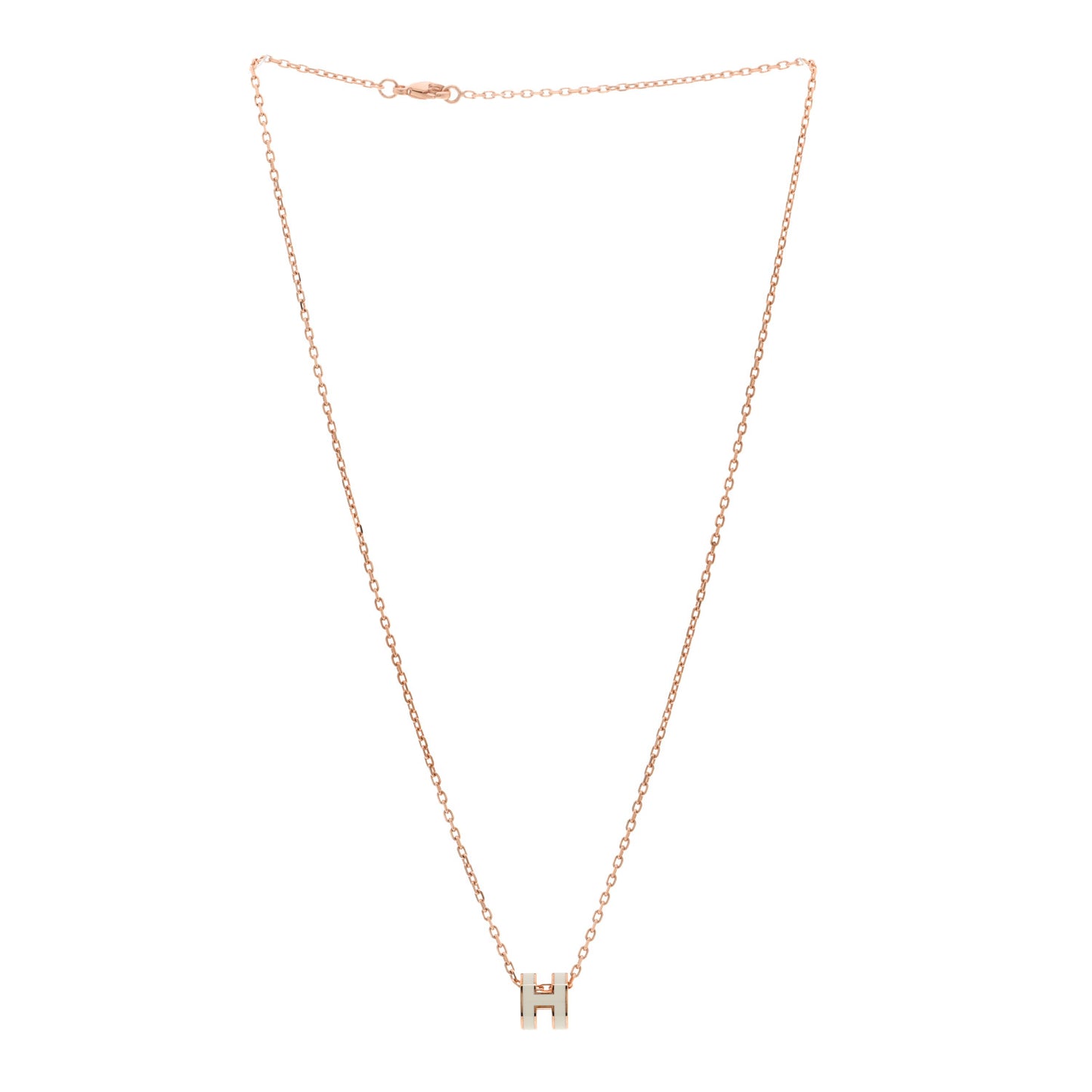 Lacquered Rose Gold Mini Pop H Pendant Necklace White