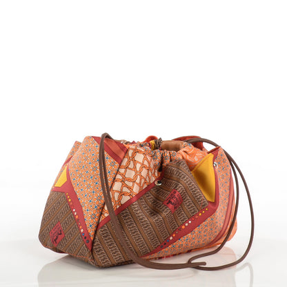 Hermes Silk Barenia Carre en Cravates Fourbi 25 MM Pouch Flamingo Pink Deer Brown 5 of 11