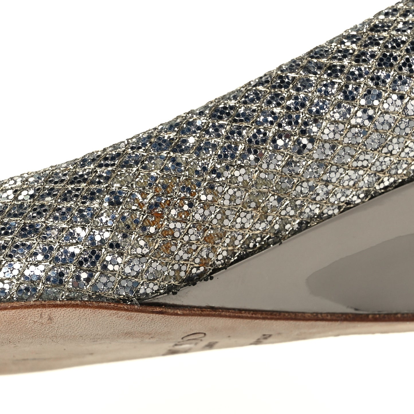 Glitter Fabric Baxen Peep Toe Wedges 41 Silver Gold