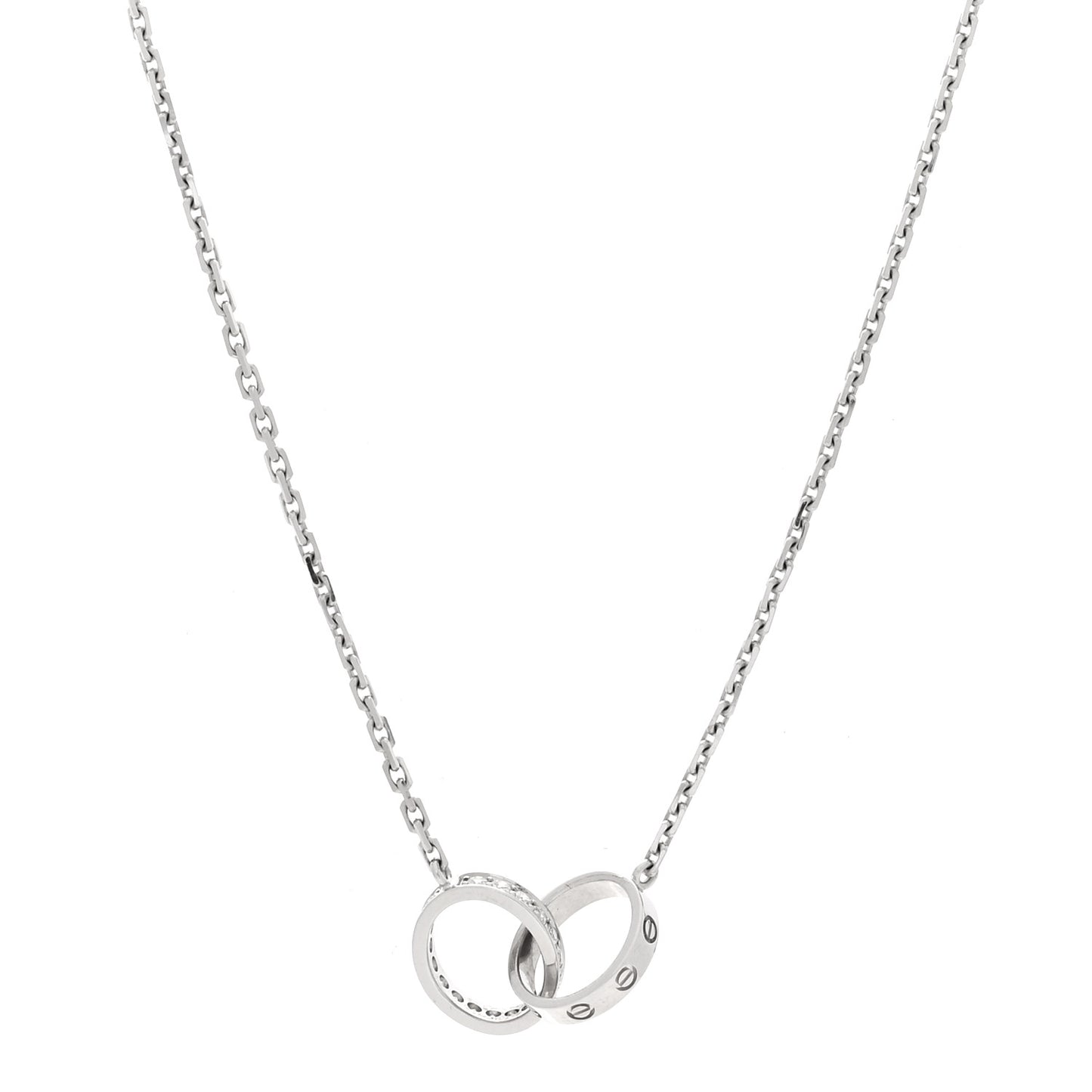 18K White Gold Diamond Interlocking LOVE Necklace
