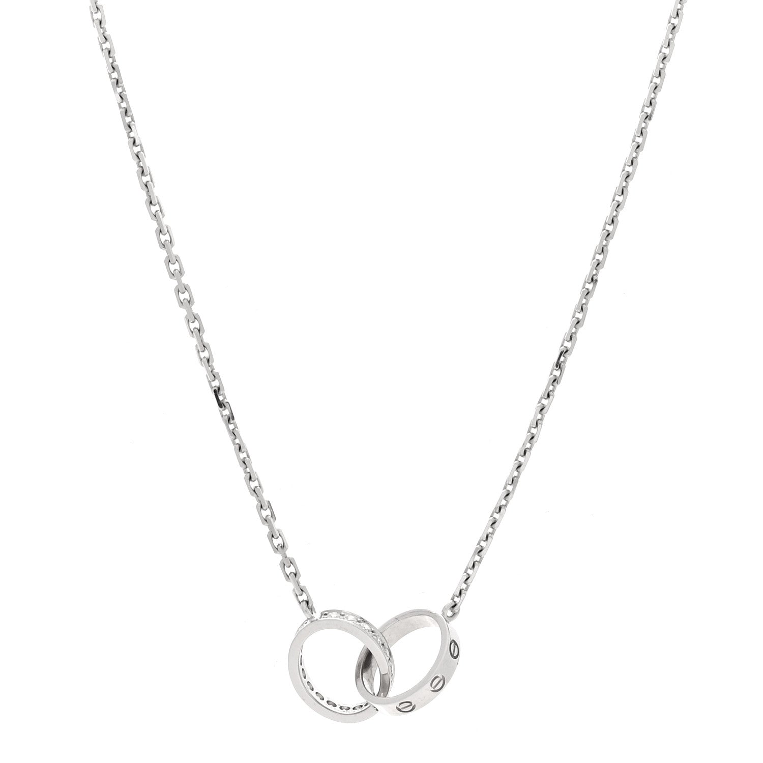 Cartier 18K White Gold Diamond Interlocking LOVE Necklace 1 of 4