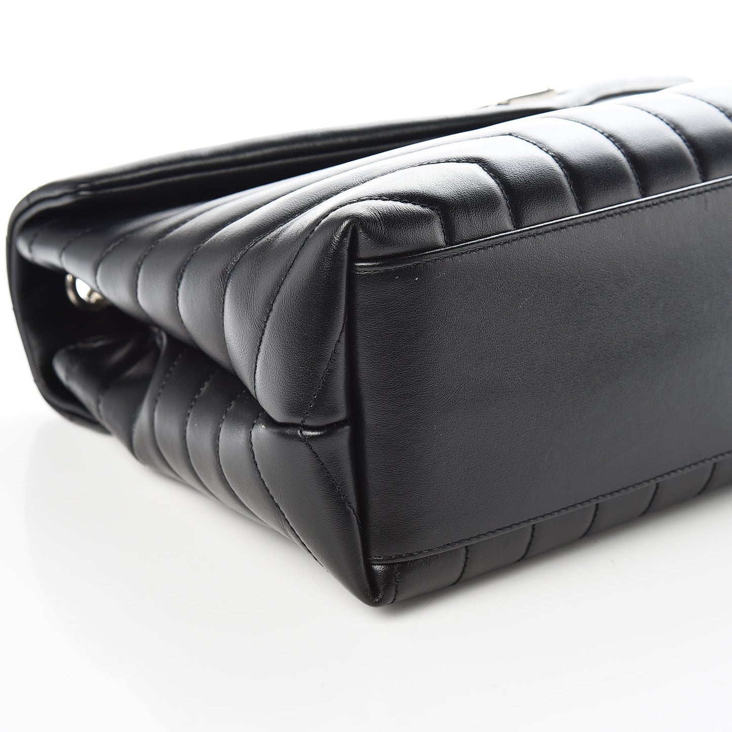 Calfskin Y Quilted Monogram Medium Loulou Chain Satchel Black