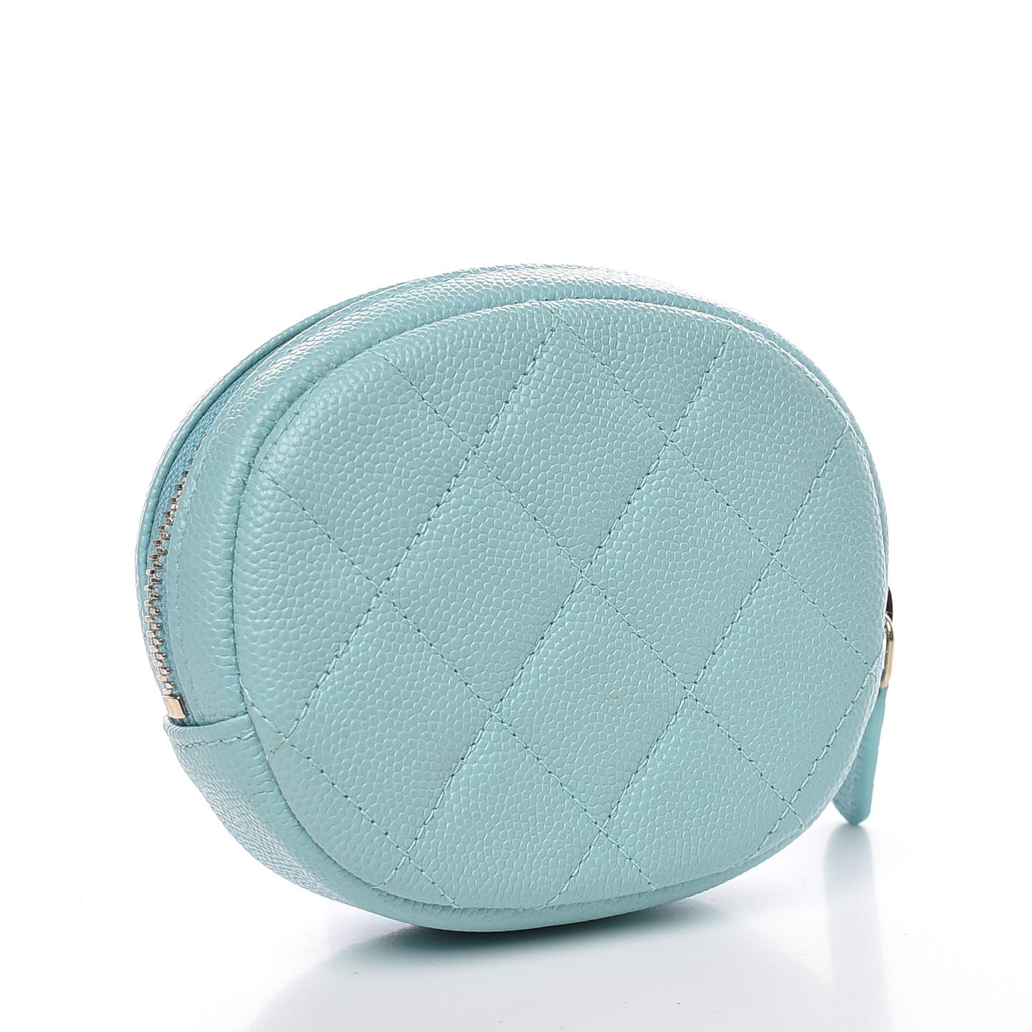 Caviar Quilted Zip Around Classic Coin Purse Light Blue