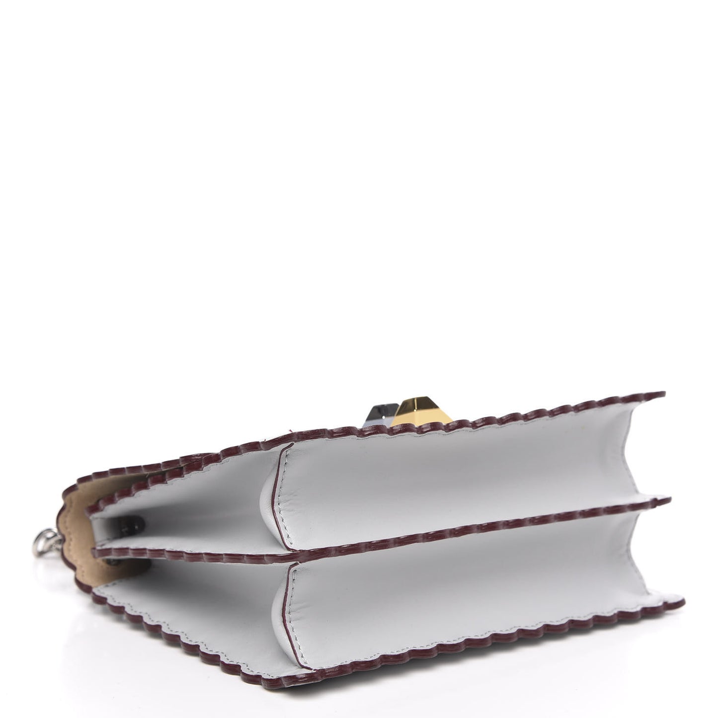 Vitello Liberty Scalloped Studded Small Kan I Shoulder Bag Grigio Perla