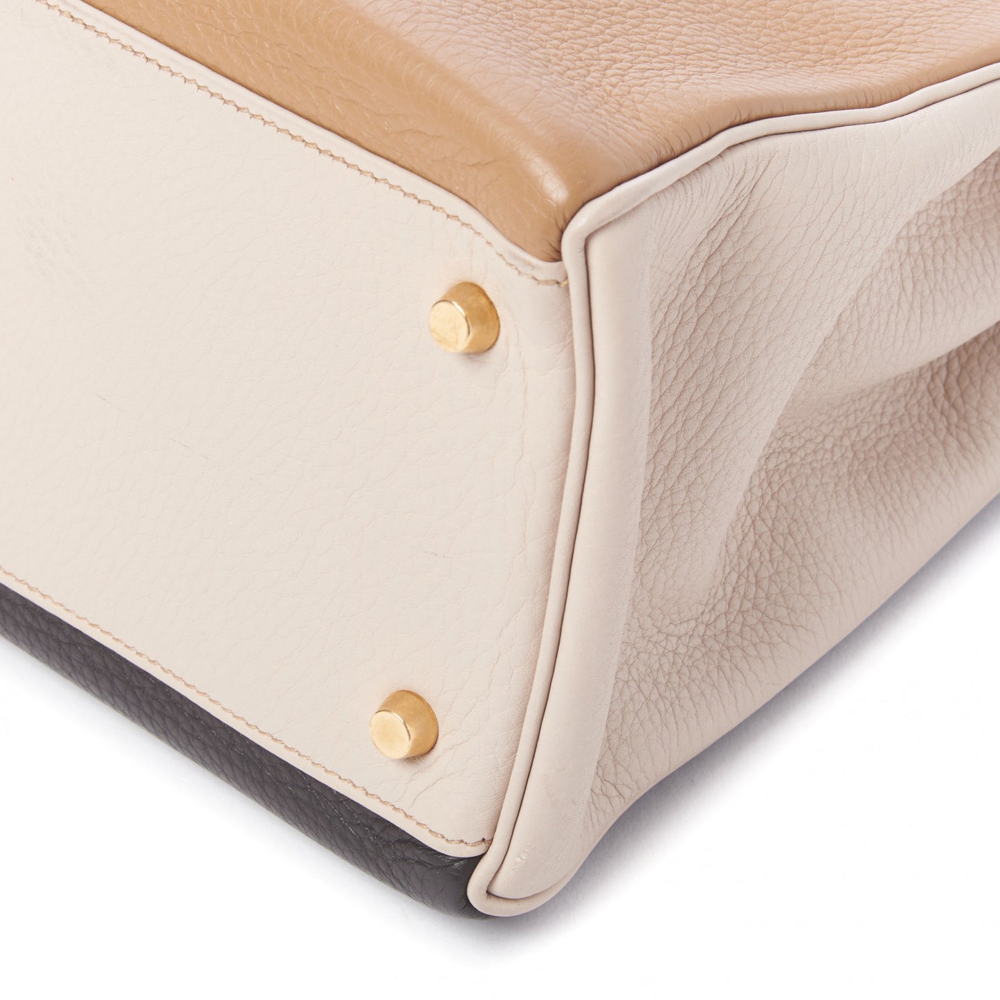 Taurillon Clemence Tri-Color Kelly Retourne 35 Tabac Camel Ebene Parchemin