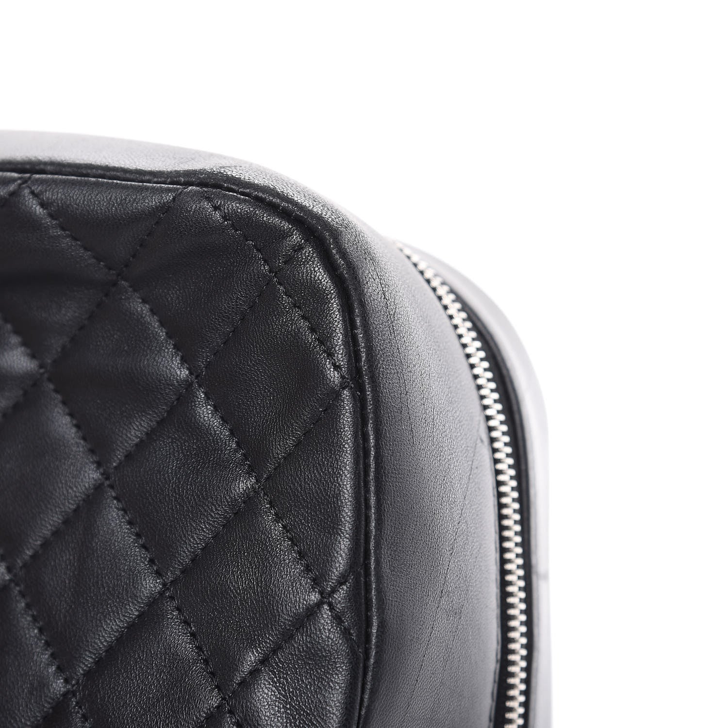 Chanel Lambskin Quilted Large Curvy Pouch Cosmetic Case Black 14 of 17