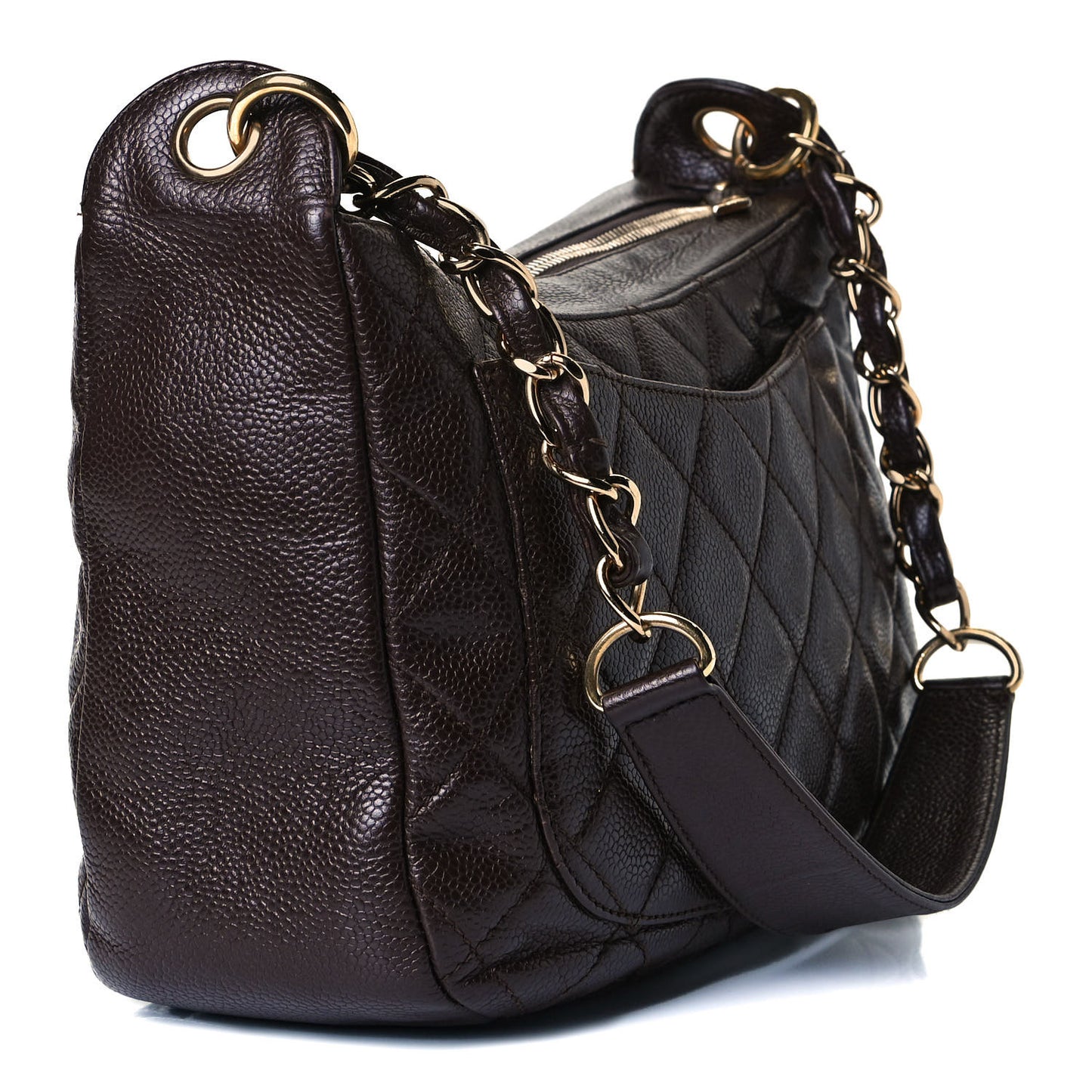 Caviar Quilted Timeless CC Shoulder Bag Brown