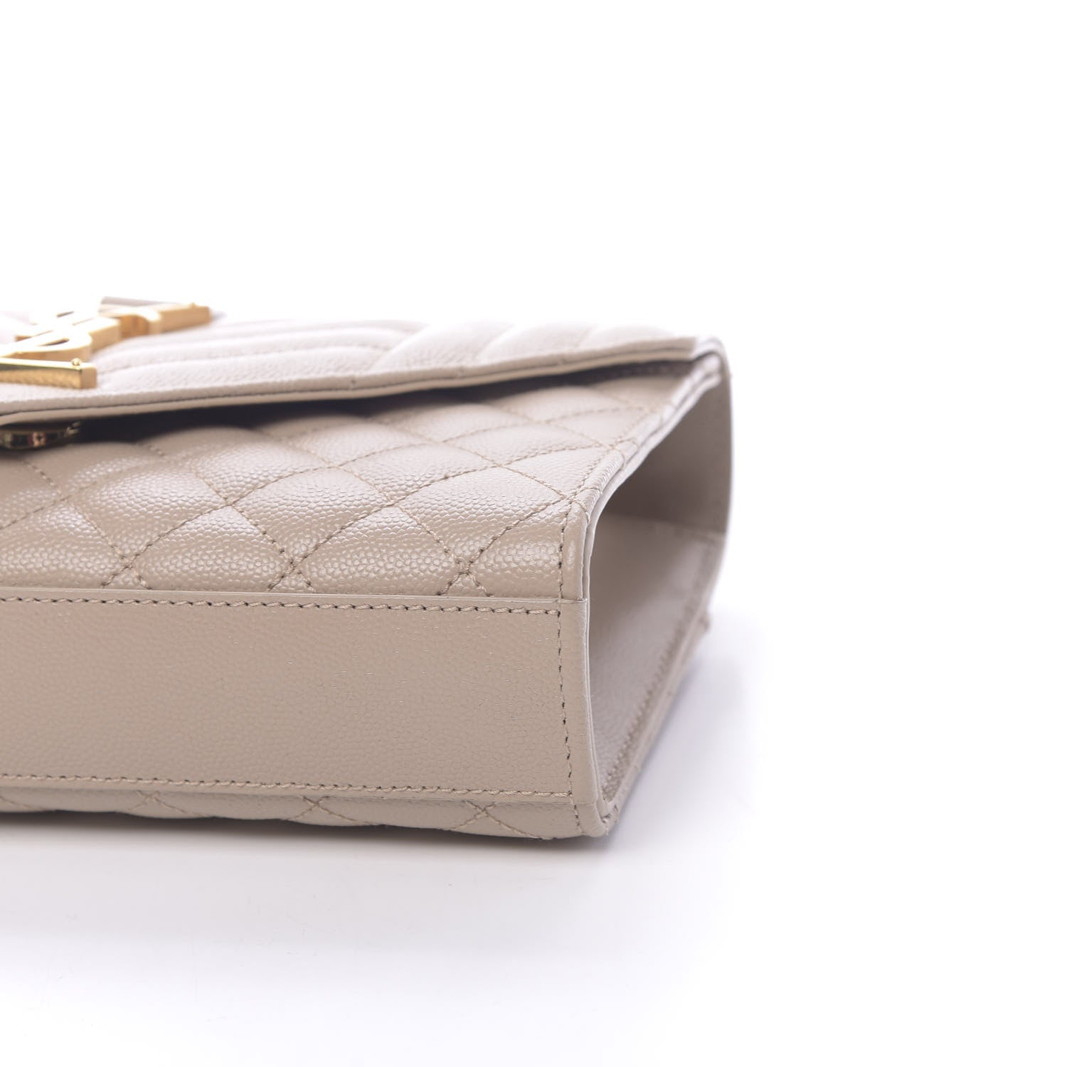 Saint Laurent Grain De Poudre Textured Mixed Matelasse Triquilt Small Monogram Satchel Dark Beige 10 of 11