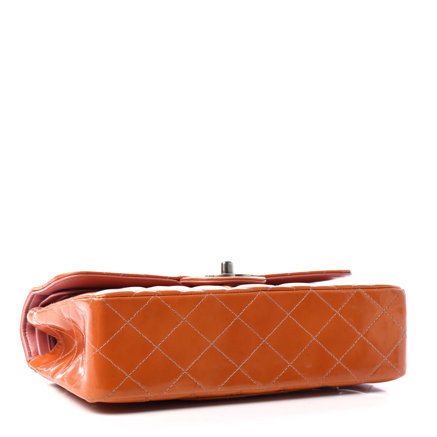 Chanel Patent Quilted Small Double Flap Orange 3 of 5