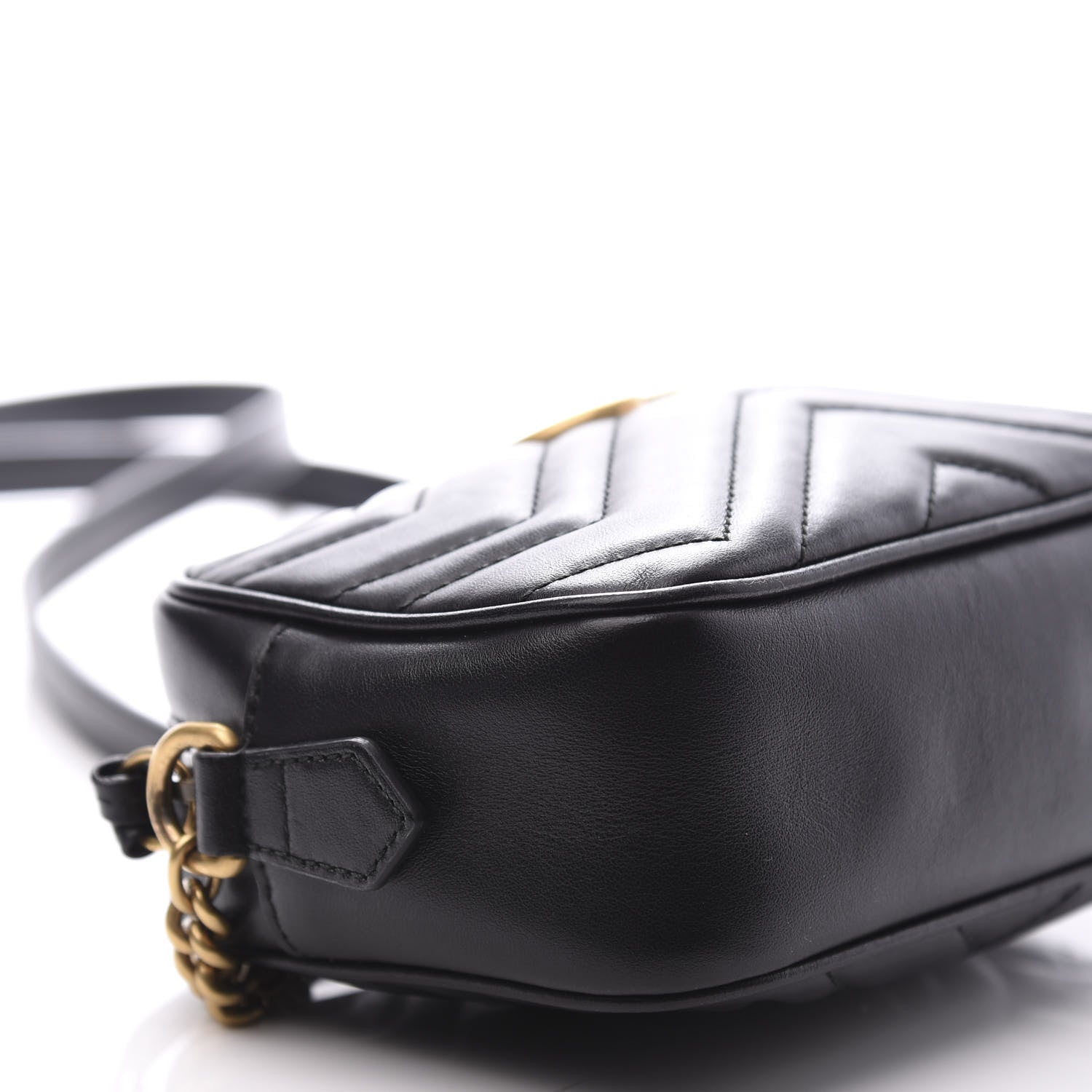 Gucci Calfskin Matelasse Mini GG Marmont Chain Shoulder Bag Black 8 of 10