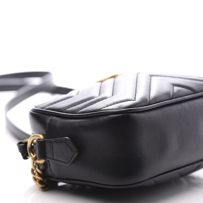 Gucci Calfskin Matelasse Mini GG Marmont Chain Shoulder Bag Black 8 of 10