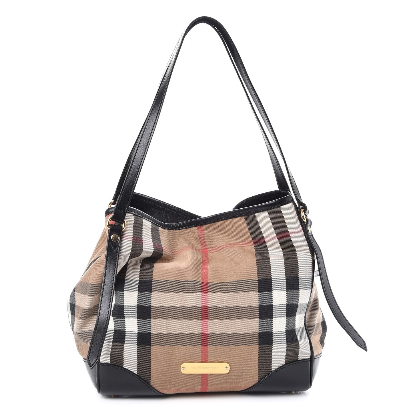Bridle Calfskin House Check Small Canterbury Tote Black