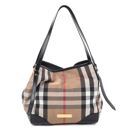 Burberry Bridle Calfskin House Check Small Canterbury Tote Black 1 of 9