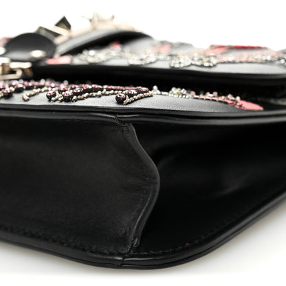 Valentino Garavani Vitello Crystal Loveblade Embellished Medium Glam Lock Rockstud Flap Black 9 of 10