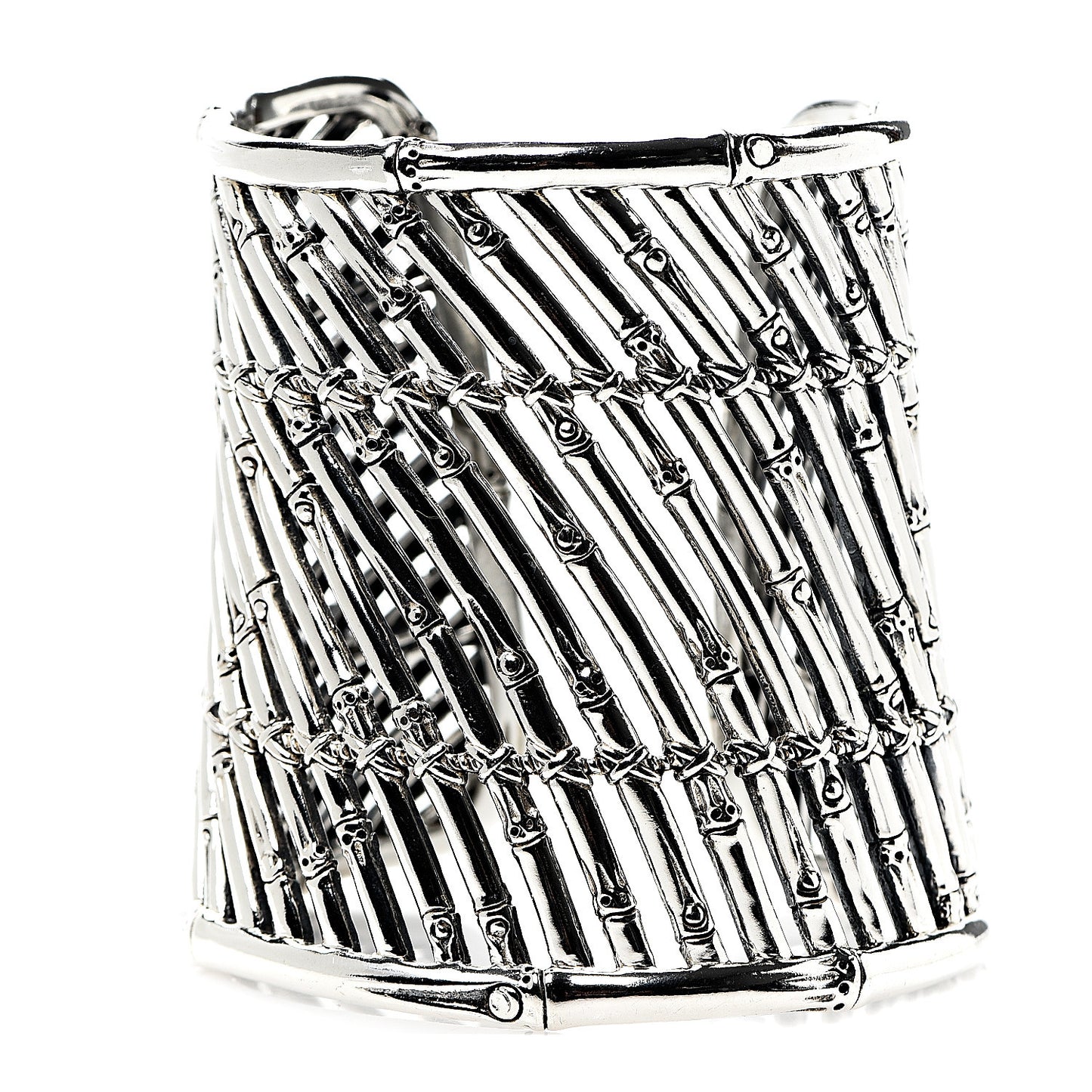 Sterling Silver 75mm Bamboo Cuff Bracelet