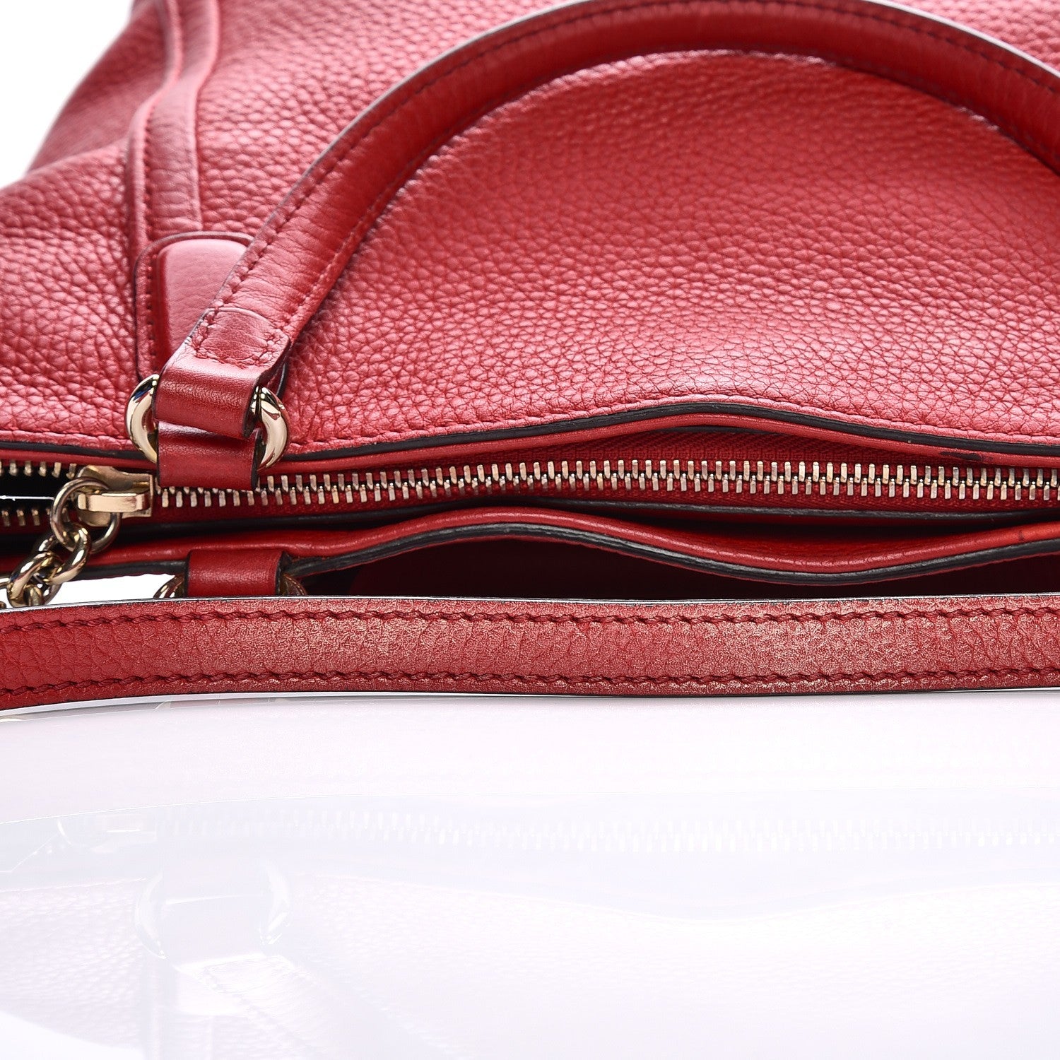 Gucci Pebbled Calfskin Small Soho Top Handle Bag Red 17 of 17