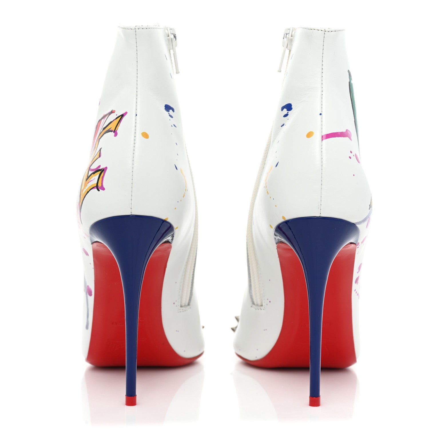 Christian Louboutin Calfskin Patent Love Is A Boot 100 Booties 38 White 4 of 11