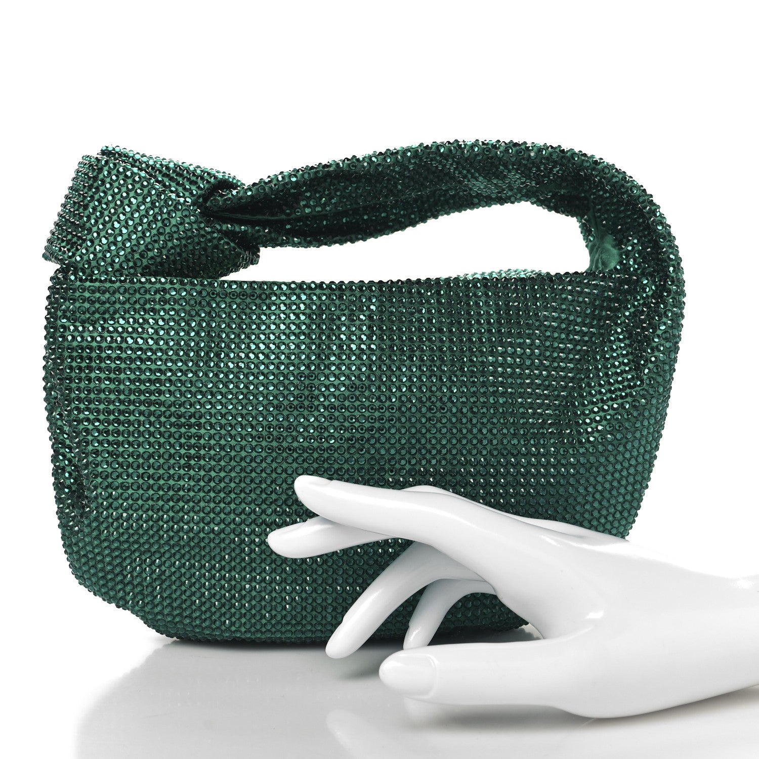 Bottega Veneta Crystal Embellished Satin Mini Hotfix Jodie Emerald