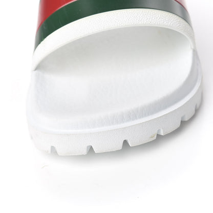 Gucci Rubber Web Mens Lug Sole Slide Sandals 6 Great White Green Red 14 of 17