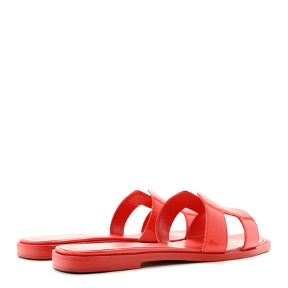 Hermes Patent Oran Sandals 38.5 Rose Jaipur 5 of 10