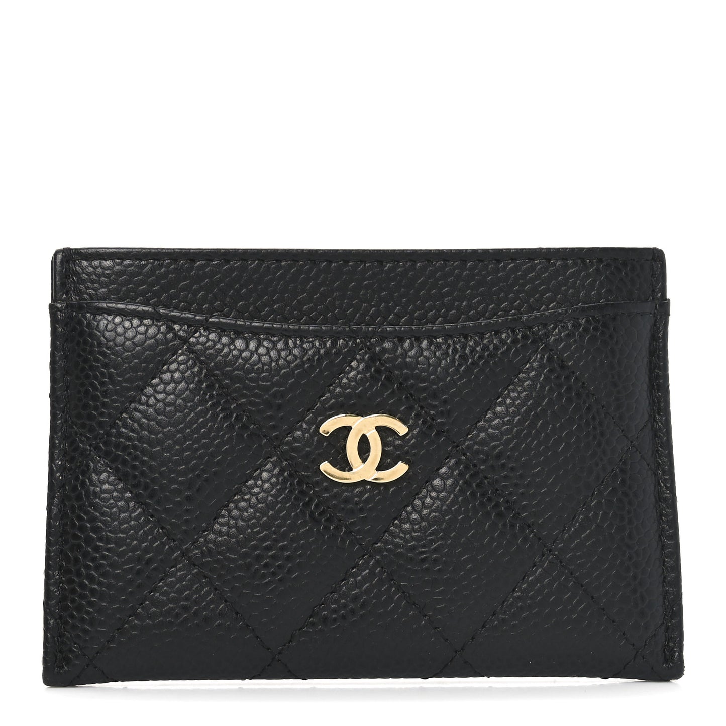 Caviar Quilted Card Holder Black