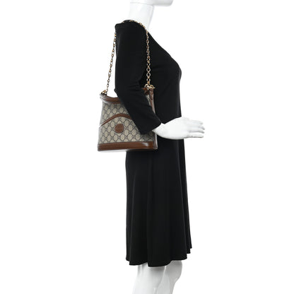 Gucci GG Supreme Monogram Azalea Calfskin Retro Interlocking G Chain Shoulder Bag Beige Ebony Brown Sugar 2 of 10