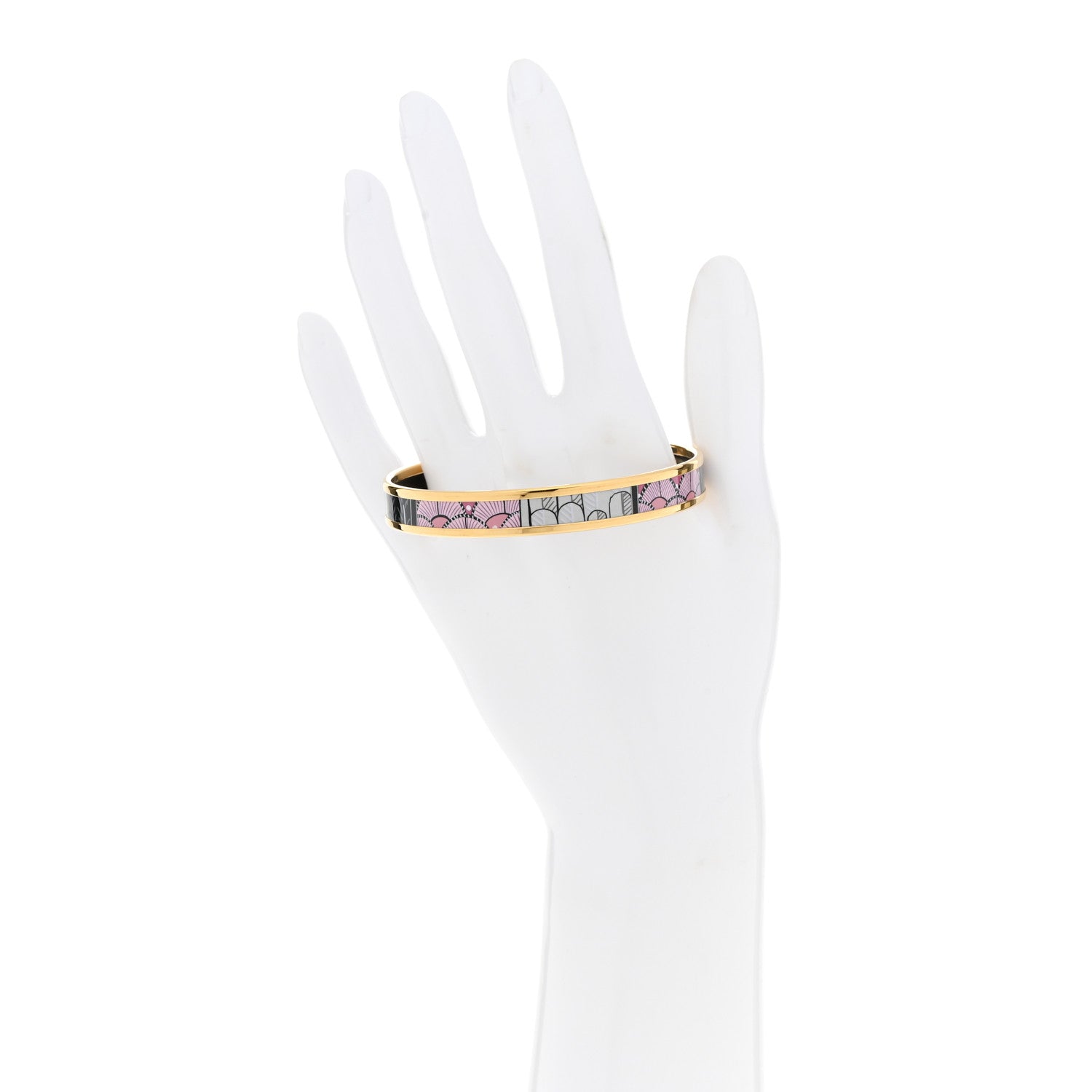 Hermes Enamel Printed Narrow Tree of Song Bracelet 62 Faux Gris 2 of 6