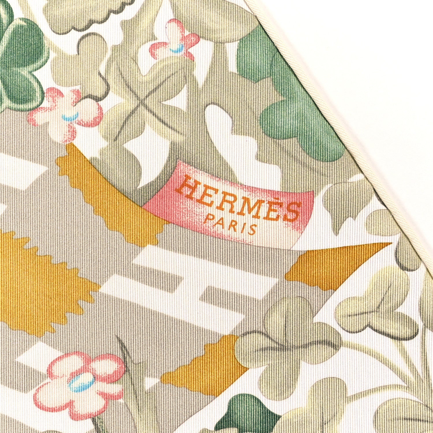 Hermes Silk Un Carre sur l'Herbe scarf 90 Vert Amande Bleu Jaune 2 of 4