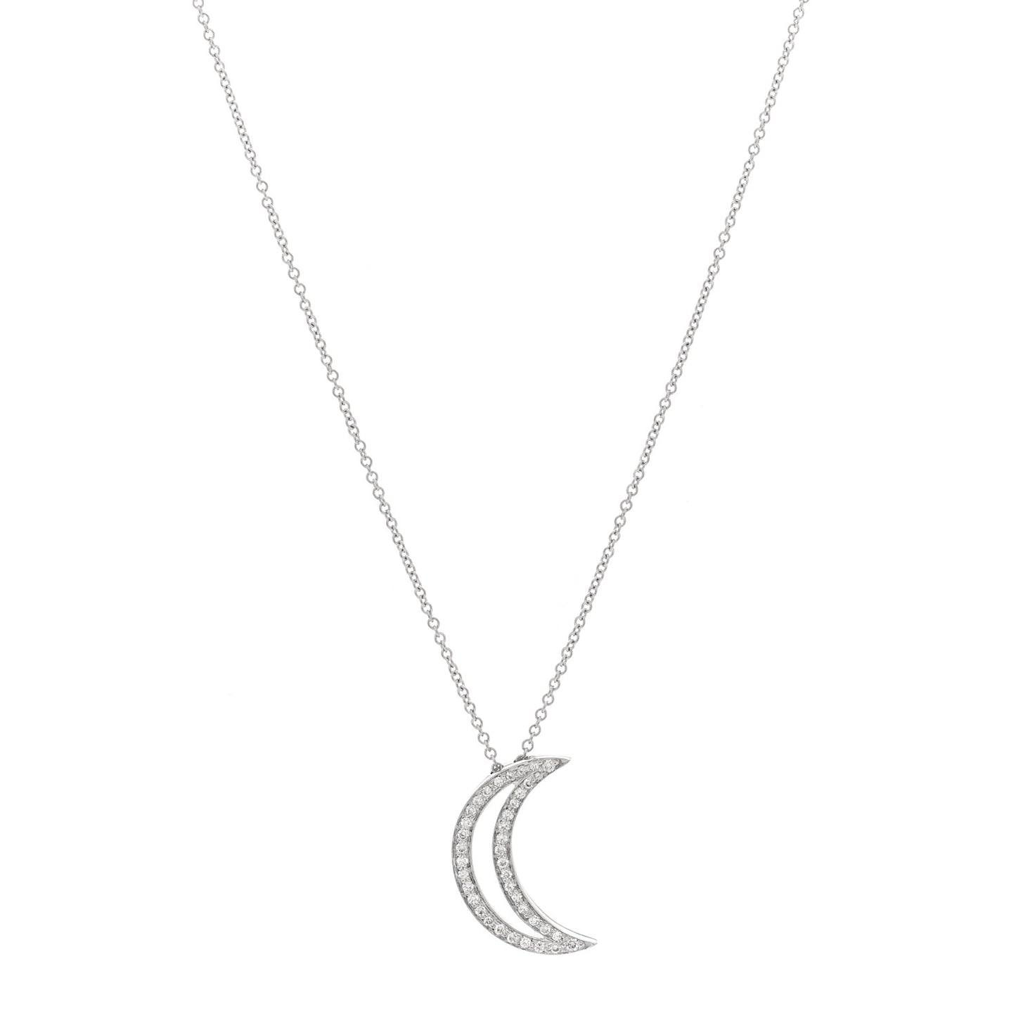Platinum Diamond Moon Pendant Necklace