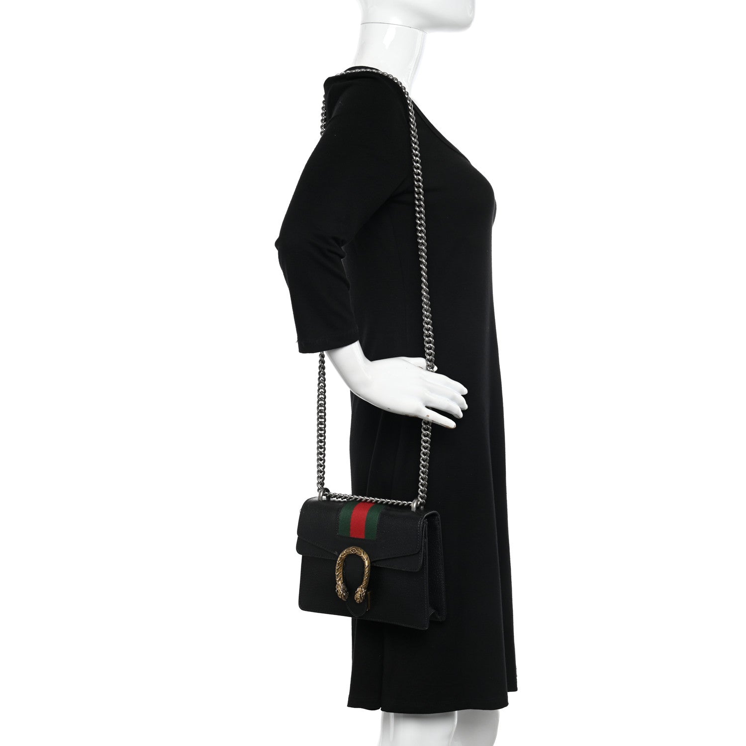 Gucci Calfskin Web Mini Dionysus Shoulder Bag Black 2 of 15