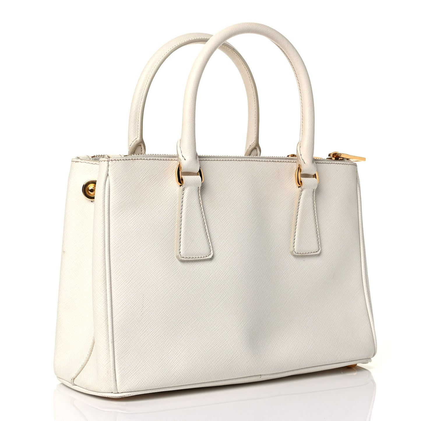 Saffiano Small Galleria Double Zip Tote Talco