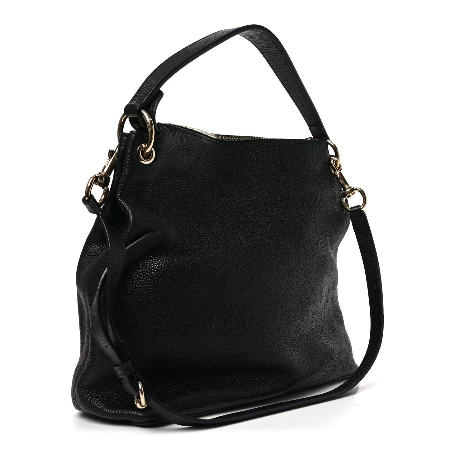 Pebbled Calfskin Large Soho Hobo Black