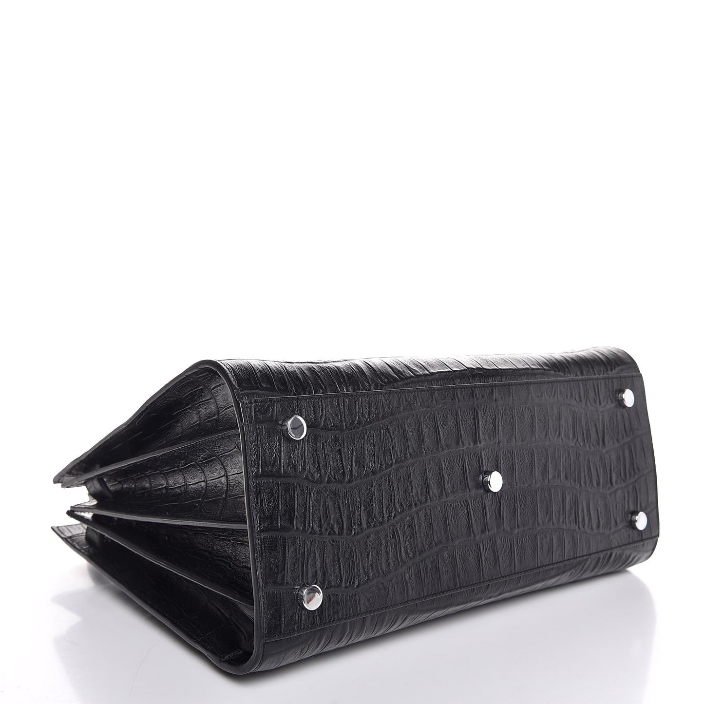 Calfskin Crocodile Embossed Small Sac de Jour Black