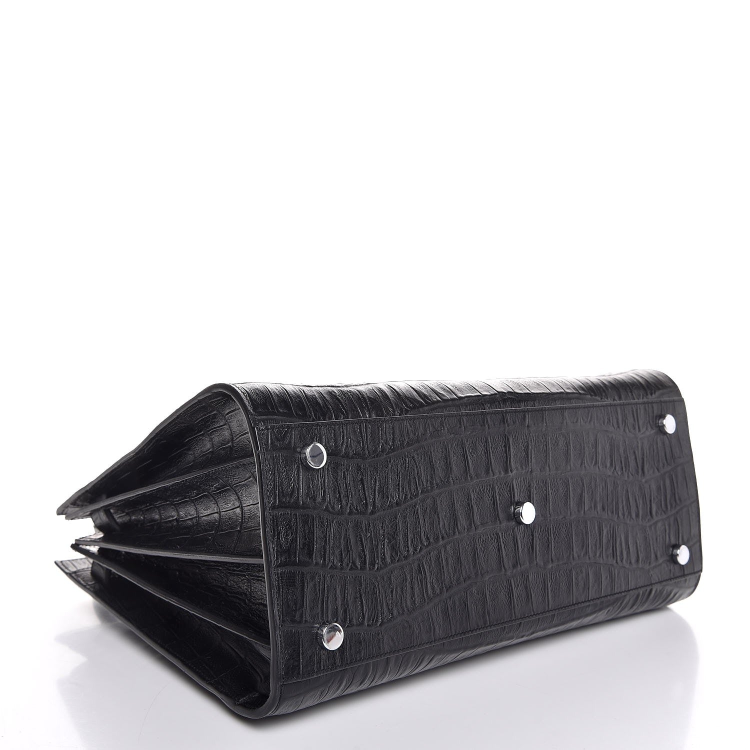 Saint Laurent Calfskin Crocodile Embossed Small Sac de Jour Black 4 of 8