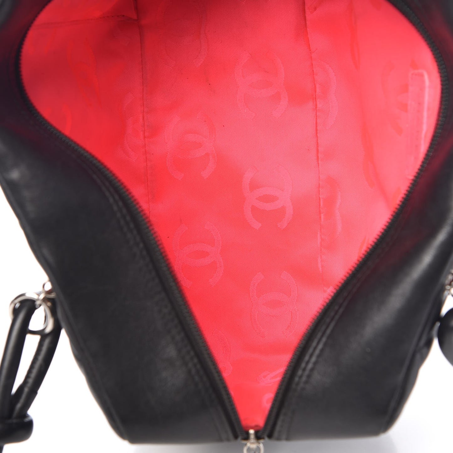 Calfskin Quilted Large Cambon Bowler Black White