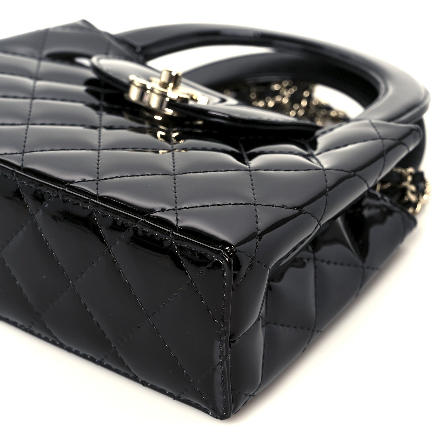 Chanel Mirror Calfskin Quilted Nano Kelly Shopper Black 10 of 11
