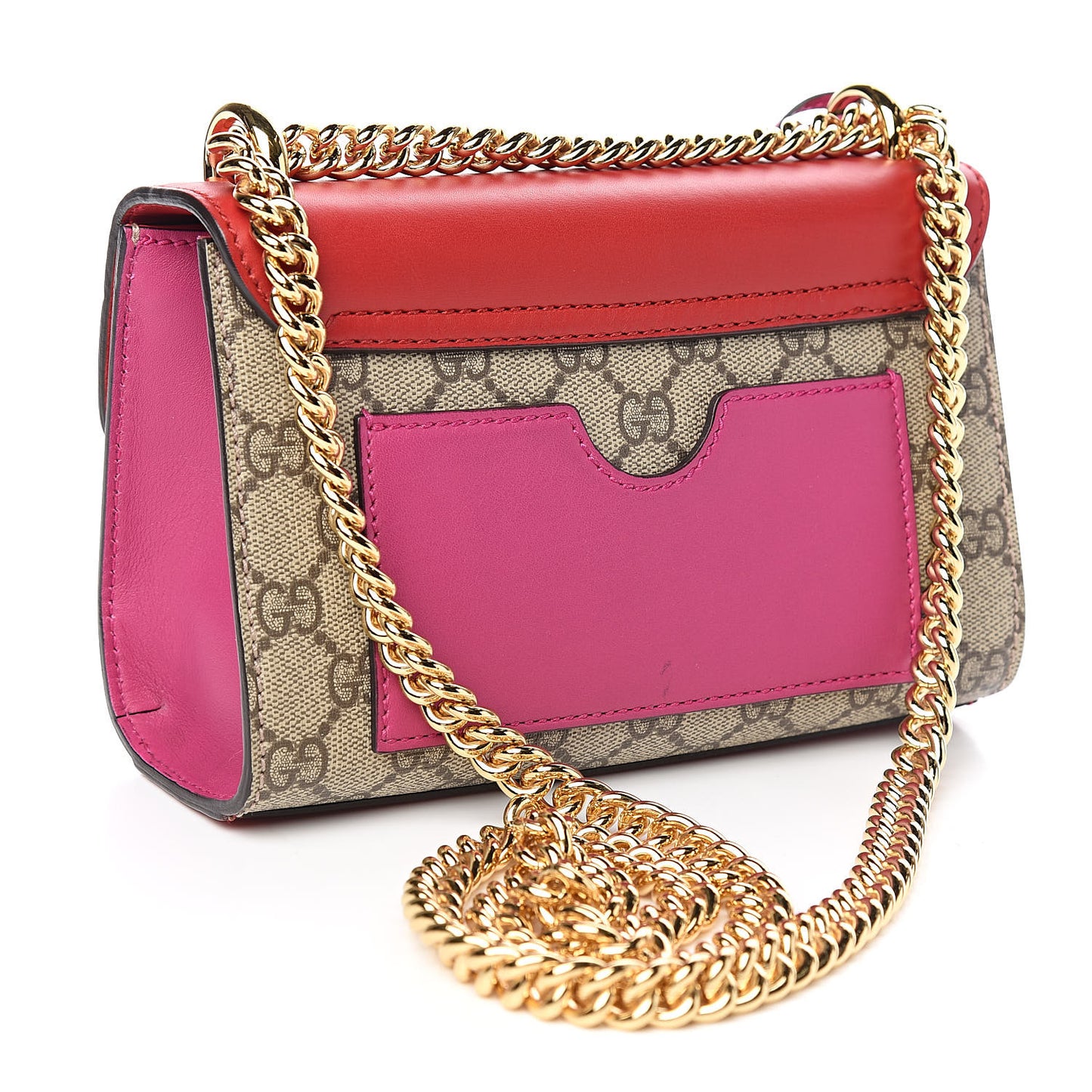 GG Supreme Monogram Calfskin Small Padlock Shoulder Bag Beige Hibiscus Red New Rosette