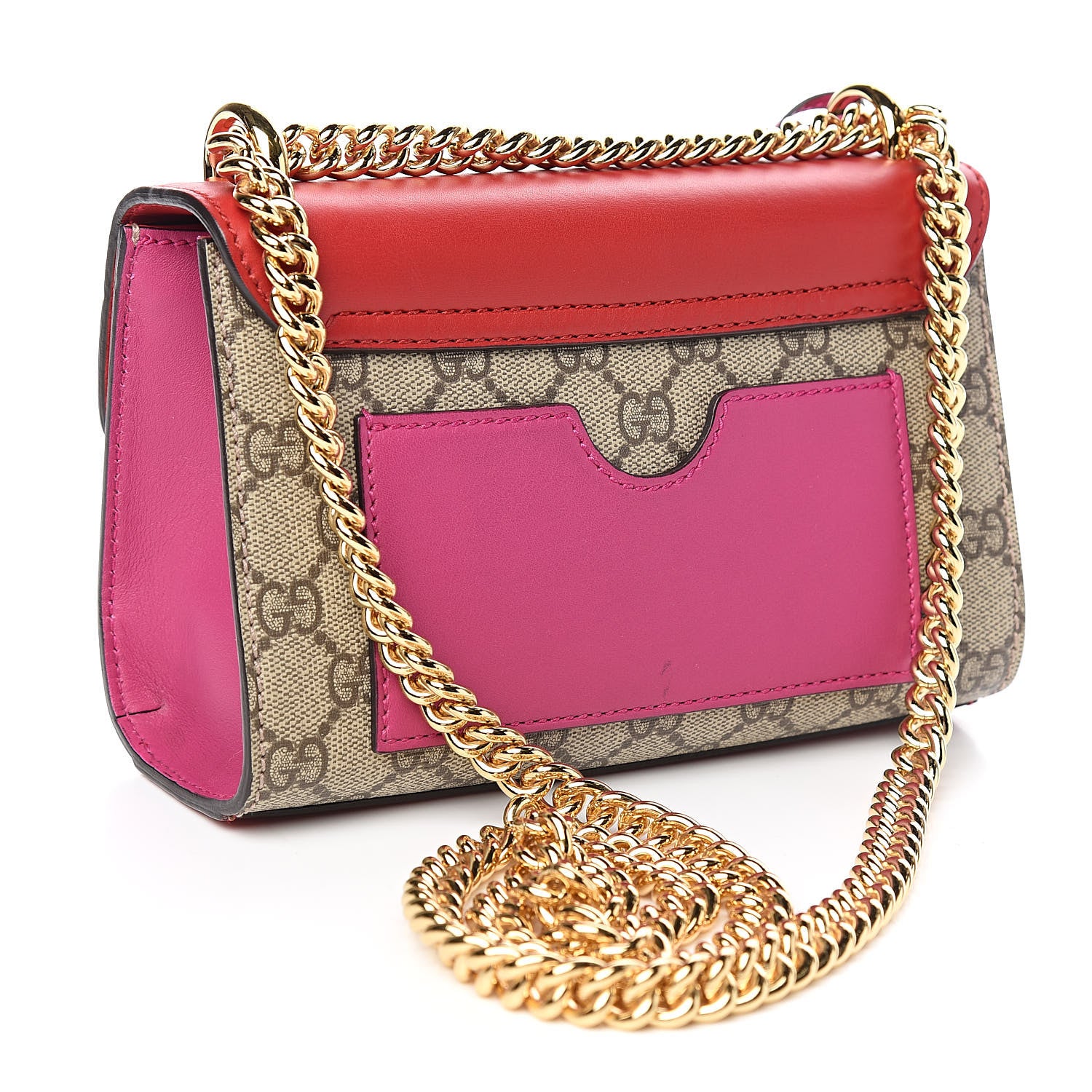 Gucci GG Supreme Monogram Calfskin Small Padlock Shoulder Bag Beige Hibiscus Red New Rosette 3 of 10