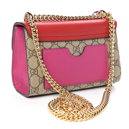 Gucci GG Supreme Monogram Calfskin Small Padlock Shoulder Bag Beige Hibiscus Red New Rosette 3 of 10