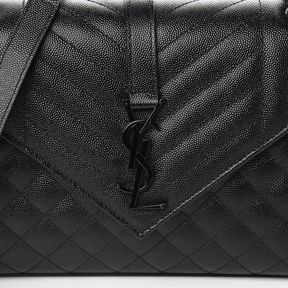 Saint Laurent Grain De Poudre Textured Mixed Matelasse Triquilt Medium Monogram Satchel Black 9 of 9