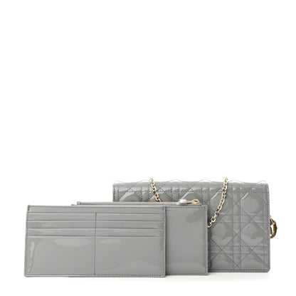 Christian Dior Patent Cannage Lady Dior Convertible Clutch Grey 1 of 11
